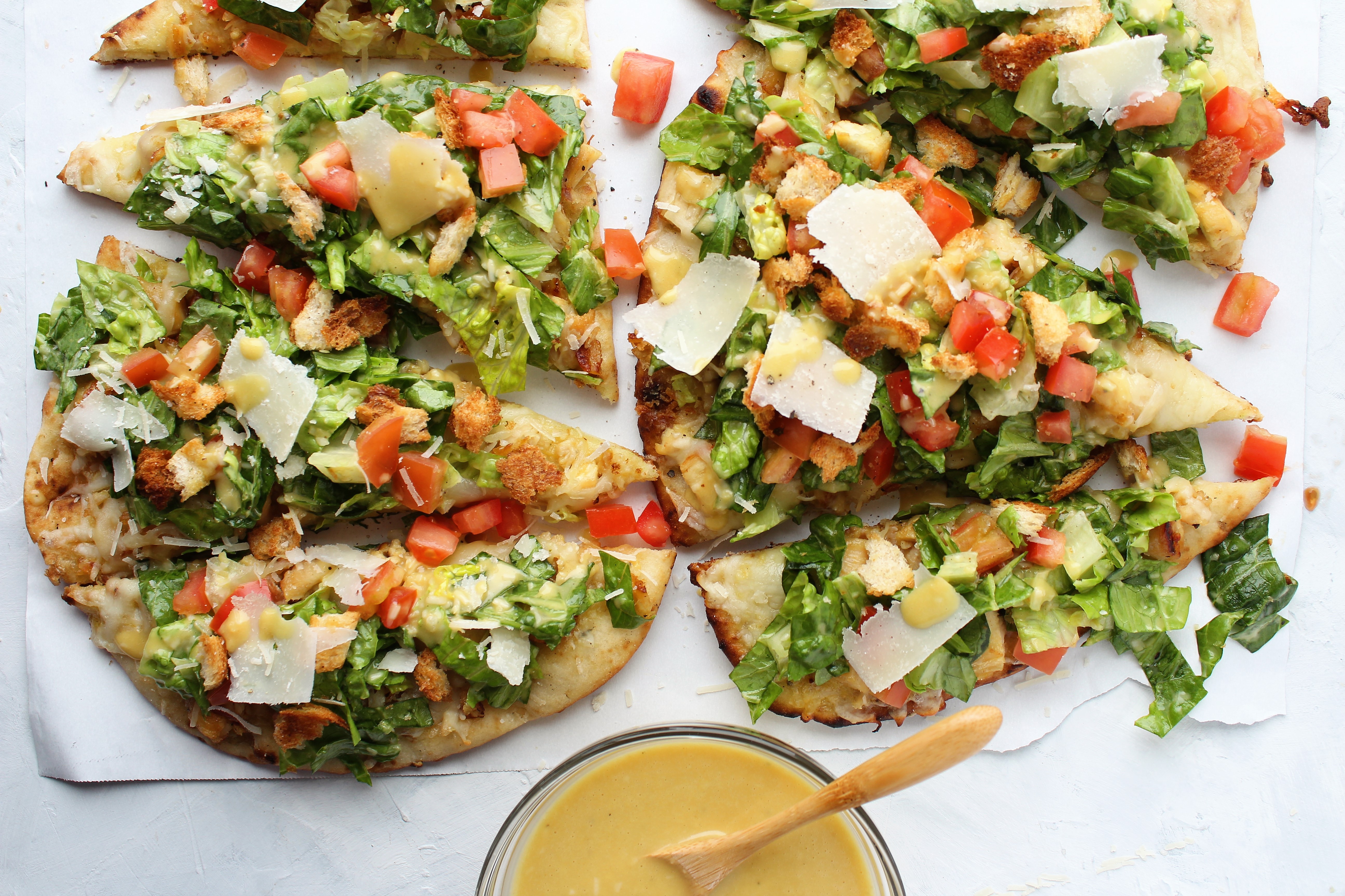 Chicken Caesar Salad Flatbread Pizzas - Ways to my Heart