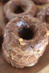 chocolate chip chocolate donut with almond butter glaze gluten free dairy free