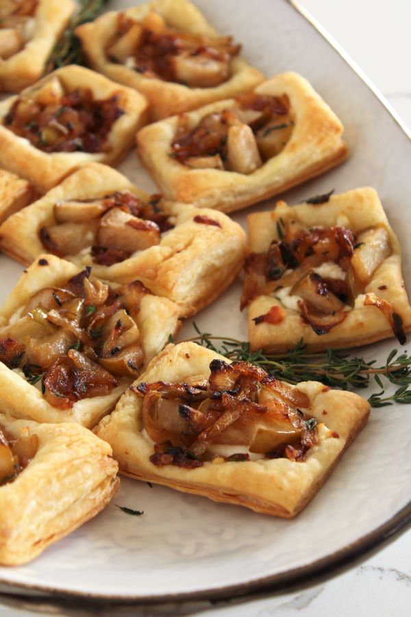 Pear Puff Pastry Tart with Cheddar & Walnuts